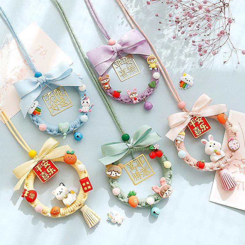 创意绳编车内挂饰平安喜乐汽车挂件手工制作礼物车载编绳车挂