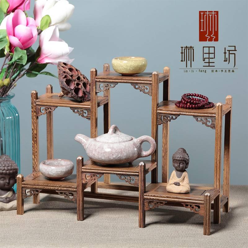鸡翅木博古架中式小多宝阁茶具架子实木置物架茶壶架摆件架展示架图片