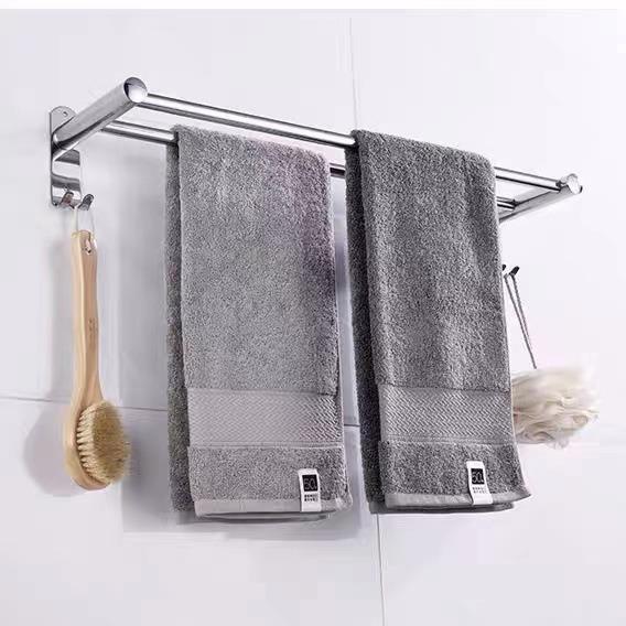 304加厚浴室不锈钢毛巾杆挂杆免打孔卫生间单杆双杆毛巾架子加长