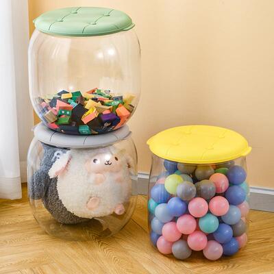 收纳桶多功能儿童玩具娃娃玩偶收纳凳储物凳透明储物凳可坐小凳子