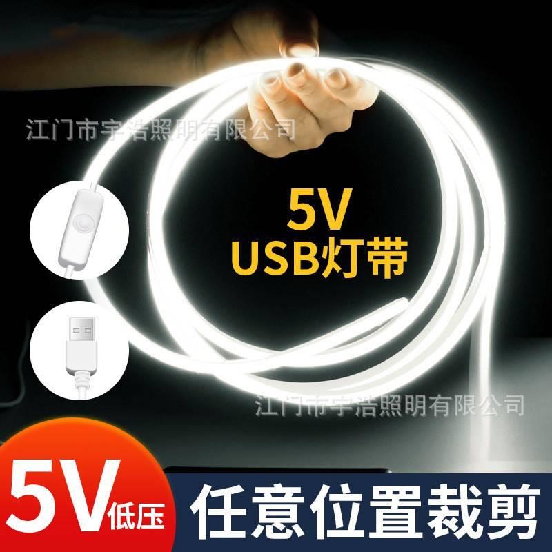 超亮led低压软灯带5V电池款usb柔性硅胶线条霓虹自粘防水软灯条图片