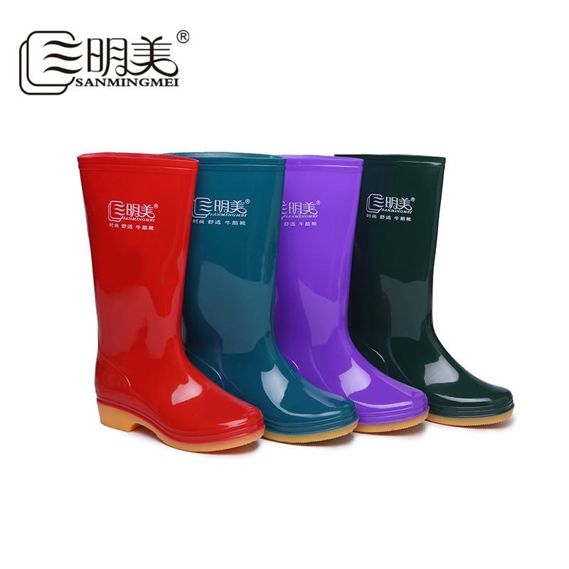 三明美女雨鞋高筒水鞋耐磨防滑女雨靴防水劳保鞋0905图片