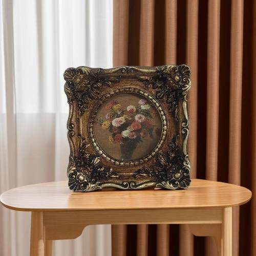 欧式复古相框摆台6寸7寸8做旧椭圆树脂创画框意家居背景墙装饰品