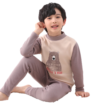 【一体绒】男童内衣套装猫人冬季