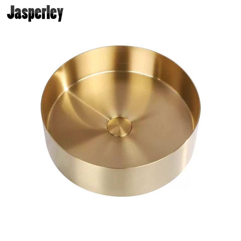 Jasperley拉丝金不锈钢台上洗手盆卫生间酒店洗脸洗漱台