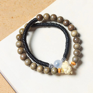 饰念珠装 穗源莲款 文玩装 厂家批发男女式 饰首饰 DIY阴沉木手链双圈