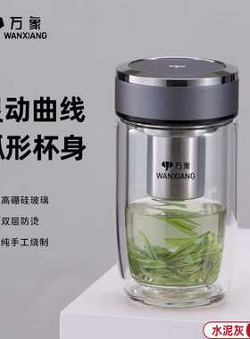 万象玻璃杯双层鹅蛋形水杯便携车载泡茶杯耐热防烫杯子送礼商务礼