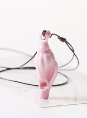 古风陶瓷粉色口哨可吹响学生吊坠