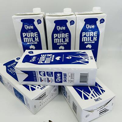澳大利亚原装进口澳润鲜ORIGIN PURE MILK 全脂纯牛奶1000mlx6只
