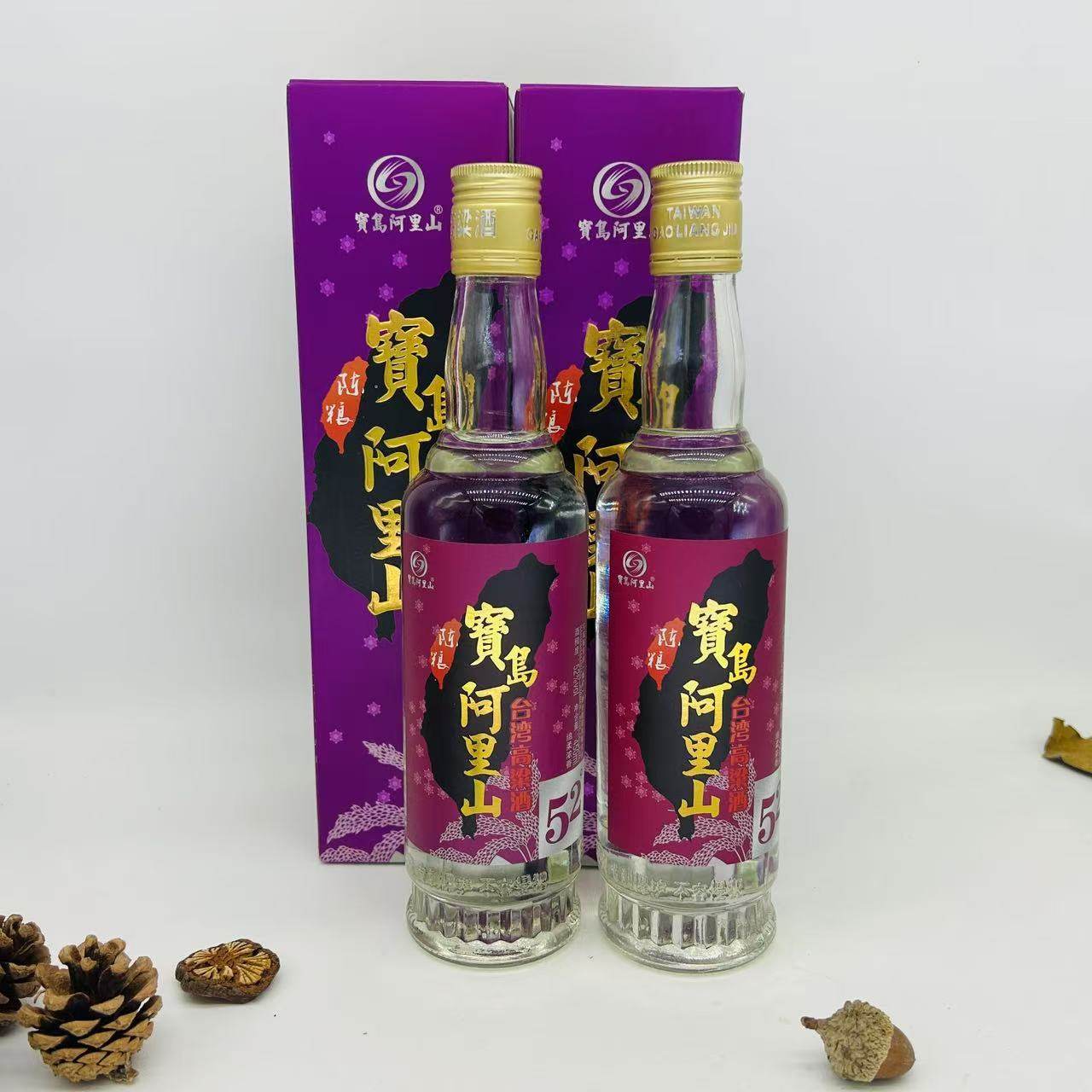 宝岛阿里山酒业52°绵柔浓香型陈酿台湾高粱酒450mlX2瓶装