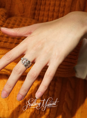 FM 雕花勺柄925银戒指复古优雅古典小众设计