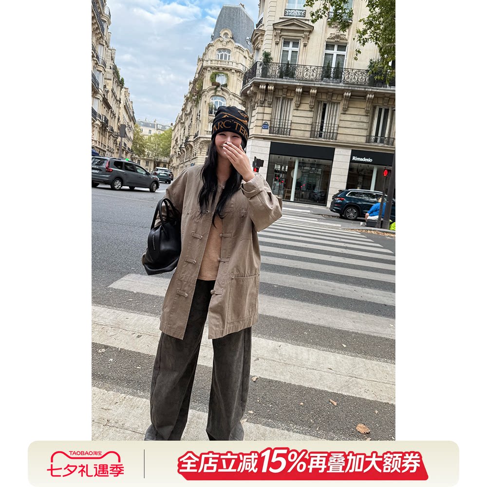 沈球球LA CALLA日本水洗牛仔盘扣口袋外套OY-AV6146