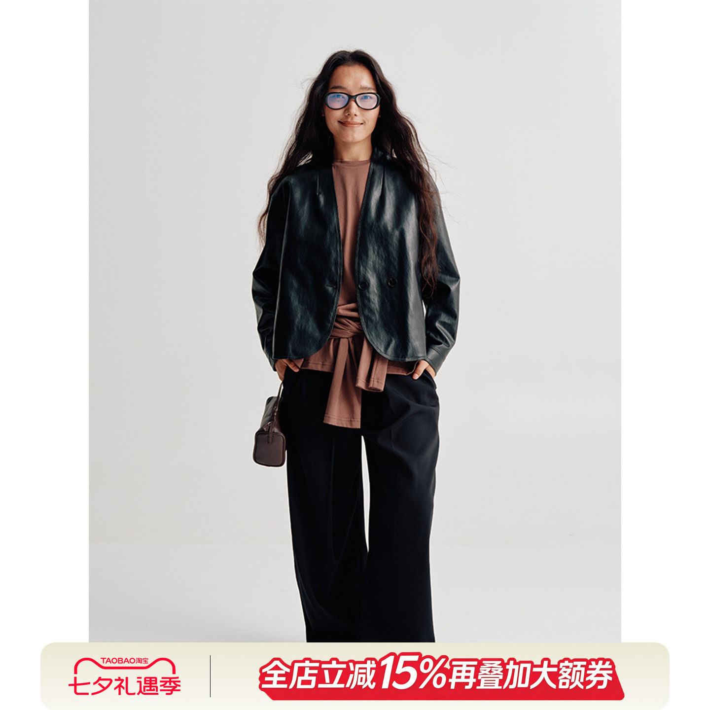 沈球球LA CALLAR 绵羊皮单扣道袍皮衣WD26W32