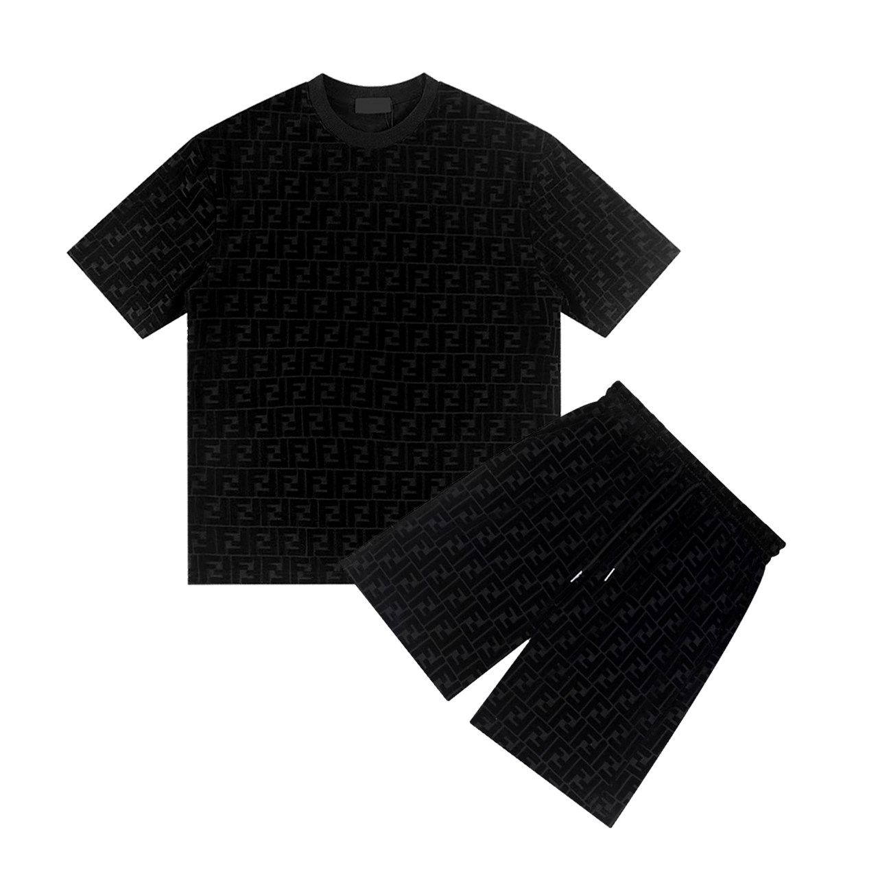欧洲站春夏新款字母满印提花天鹅绒短袖T恤男女宽松纯棉短裤套装,男装,其他套装,淘宝优惠券,粉丝福利购,淘宝优惠卷