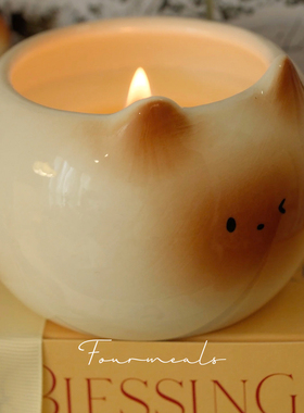 《焦糖小猫》阅后即焚香薰蜡烛礼盒暹罗猫生日礼物女生卧室淡香氛