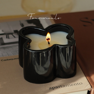 花朵香薰蜡烛黑色礼物生日女生室内小众高级卧室房间 月之缪斯