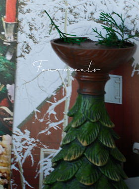 《雪松烛台》圣诞树香薰蜡烛摆件圣诞底座复古氛围蜡烛台托盘创意