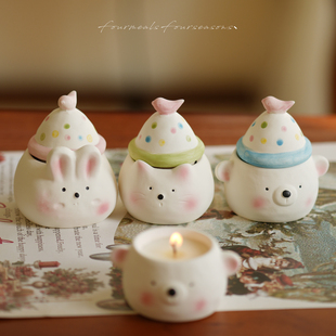 少女心香薰蜡烛礼盒女生礼物生日闺蜜伴手礼烛台 波点旧糖纸