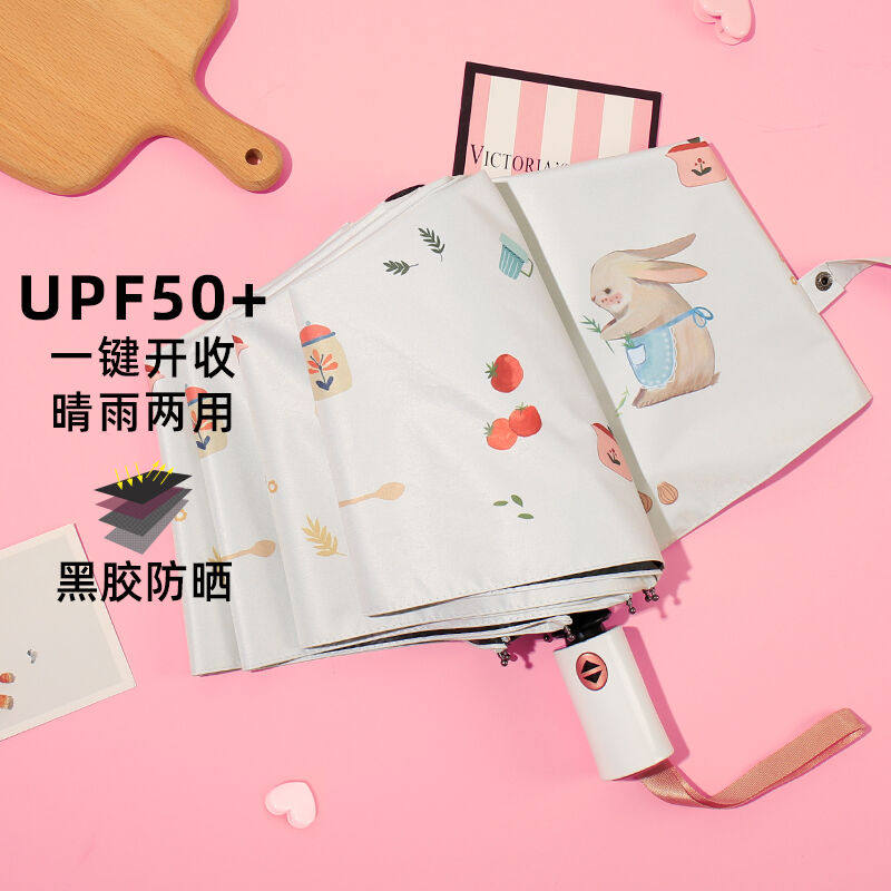 C'mon兔子厨房黑胶全自动伞晴雨伞折叠遮阳伞防晒太阳伞女防紫外怎么样,好用不?
