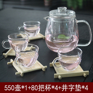 加厚手工耐热玻璃花茶壶三件套内胆过滤泡茶壶花草茶壶500ml包邮