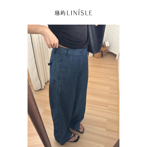 琳屿LINISLE夏季高腰直筒牛仔裤