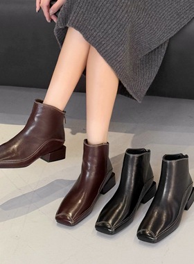 2025冬季【小牛皮3CM】方头设计绒里绒垫广州皮鞋码966M865-6M