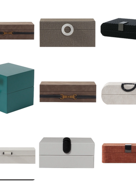 新中式皮革首饰收纳盒摆件