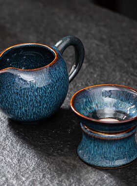 建盏公道杯茶漏套装陶瓷滤泡茶滤网茶叶过滤器斗茶具配件主人茶杯