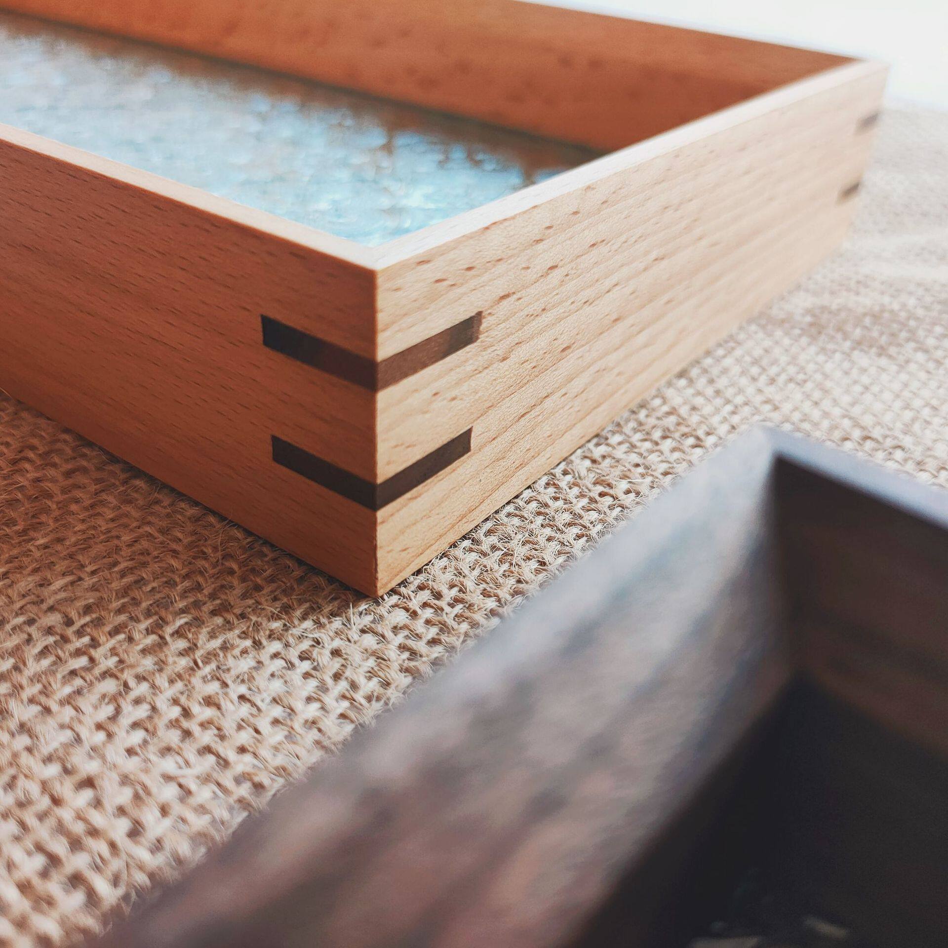 复古海棠花玻璃托盘家用杯子收纳实木围炉煮茶胡桃木茶盘水果手作