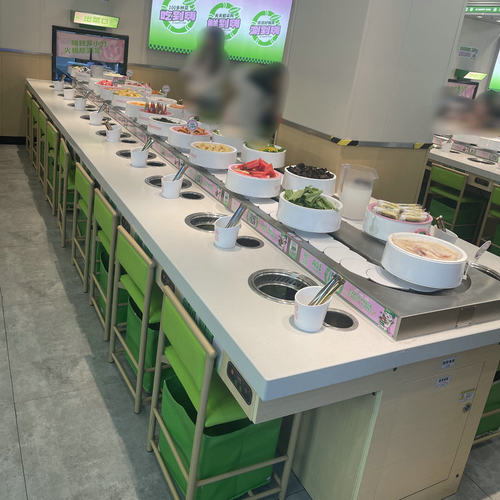 旋转小火锅设备全套商用麻辣烫串串香自助餐台涮烤一体回转火锅桌