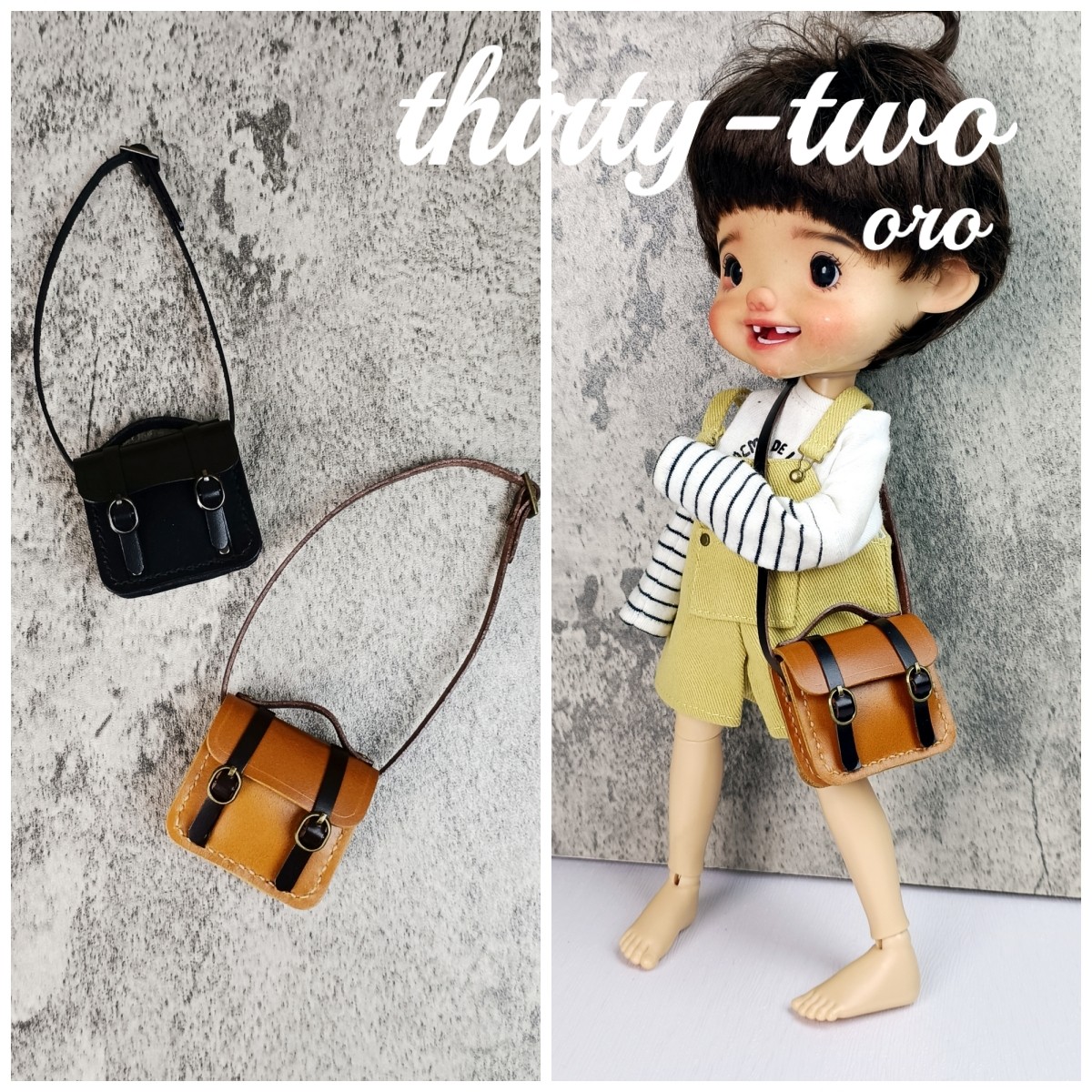 包邮6分BJD娃娃OB24小布斜跨包玩偶手工制作头层牛皮背包单肩包