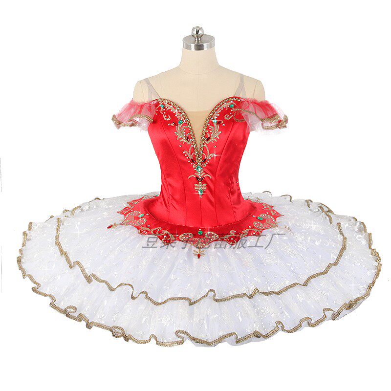 红色艾丝美拉达芭蕾TUTU蓬蓬裙成人儿童比赛演出服表演服独舞