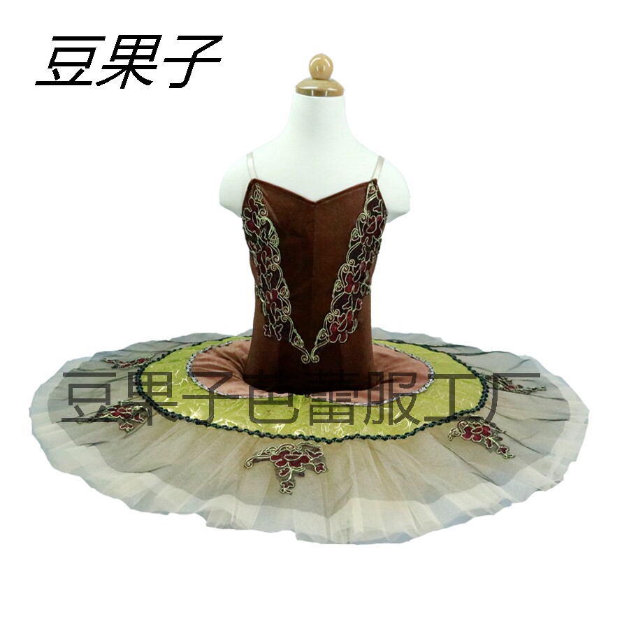 深咖色儿童TUTU裙芭蕾舞蹈专业演出裙成人吊带连体蕾丝纱裙女士
