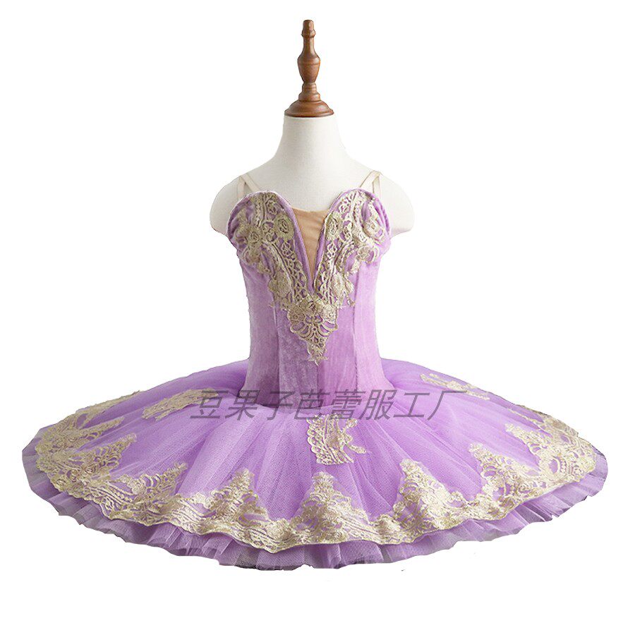 紫色芭蕾TUTU女童练习服蓬蓬裙比赛服成人儿童定制纱裙表演服硬纱