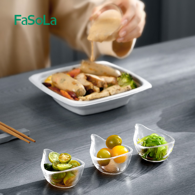 FaSoLa家用调料调味碟酱油醋碟烤肉蘸料碟子果酱沙拉玻璃透明碟