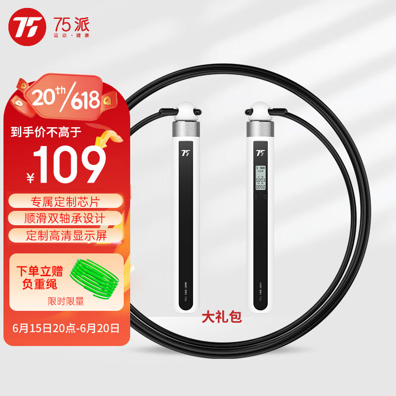 75派跳绳智能计数成人健身器材运动体育用品儿童跳绳T20L大礼包