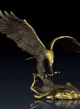 古叶家居纯黄铜老鹰摆件办公室老鹰工艺品大展宏图雄鹰家居饰品商