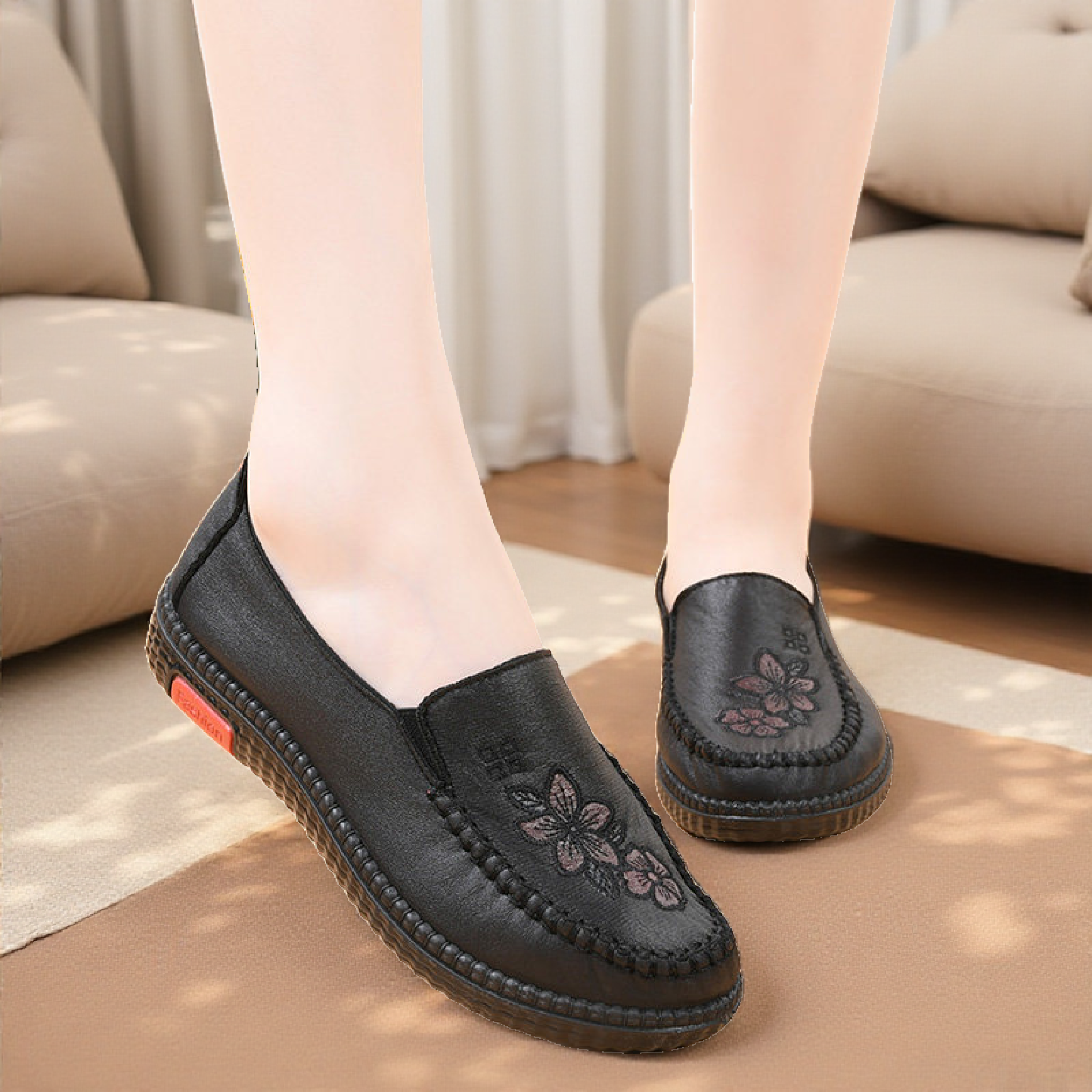 老北京布鞋女休闲平底单鞋中老年软底舒适妈妈鞋刺绣乐福鞋一脚蹬,女鞋,乐福鞋（豆豆鞋）,淘宝优惠券,粉丝福利购,淘宝优惠卷