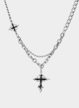 十字架吊坠男士项链潮百搭男款潮流男生嘻哈小众高级感链子配饰女