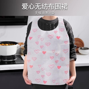 一次性无纺布围裙餐饮成人用餐火锅防水防油罩衣特厚专用吃饭围巾
