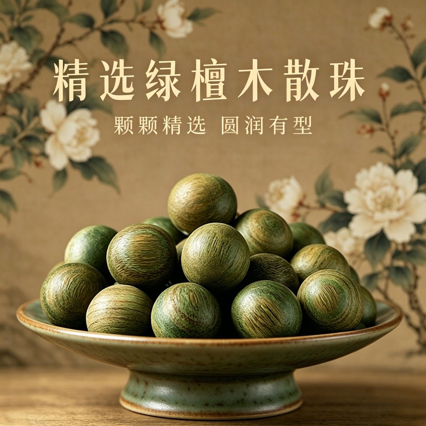 绿檀散珠天然木手串老绿檀沉香珠子文玩盘串男女款佛珠手链沉水级
