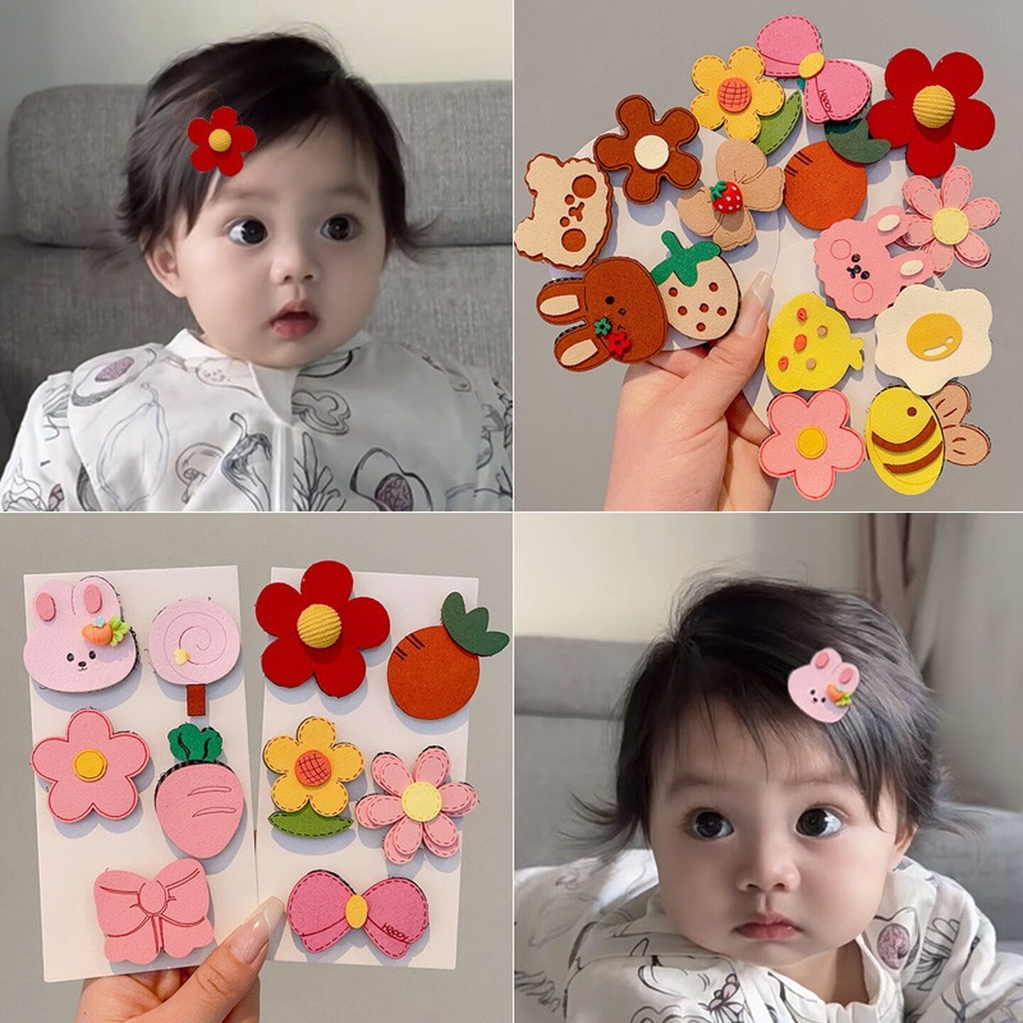 婴儿胎毛魔术贴宝宝刘海贴发卡儿童可爱碎发帖女童发夹小月龄头饰