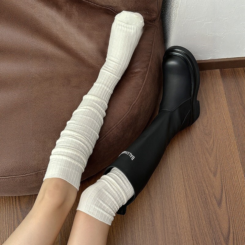 显瘦牢牢锁住过膝袜袜子女长筒纯棉秋冬季小腿堆堆靴袜高筒配靴子