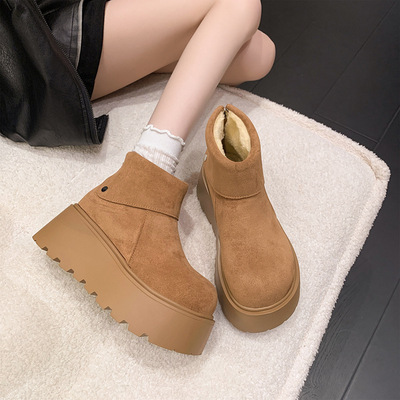厚底增高保暖雪地靴女款2025新款秋冬季勃肯短靴加绒加厚棉鞋子