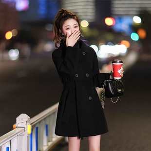 145矮个子大衣龙凤呢宽松毛呢外套女秋冬新款中长款学生呢子大衣