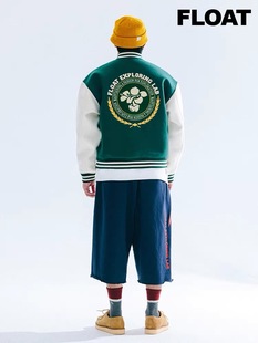 FLOAT原创刺绣情侣秋季 潮牌学院风撞色拼接宽松高街棒球外套 新款