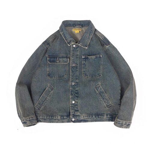 DAKYAM(达人)Vintage Work Jacket 复古洗水工装短款翻领牛仔夹克