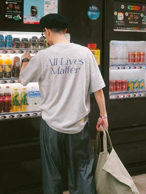 DAKYAM(达人)All Lives Matter 生命皆可贵文字印花圆领短袖TEE恤