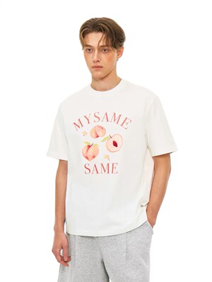 MYSAMESAME26SS水彩水蜜桃印花短袖T恤圆领百搭元气休闲情侣上衣