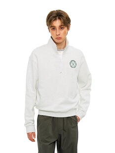 MYSAMESAME26SS复古小狗刺绣半拉链立领卫衣polo翻领宽松情侣休闲